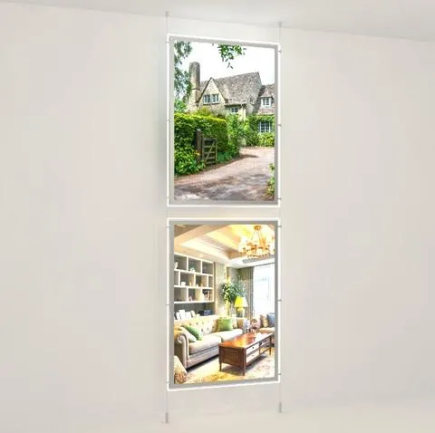 LED Acryl Werbetafel Hochformat DIN A1 mit seitlicher Befestigung