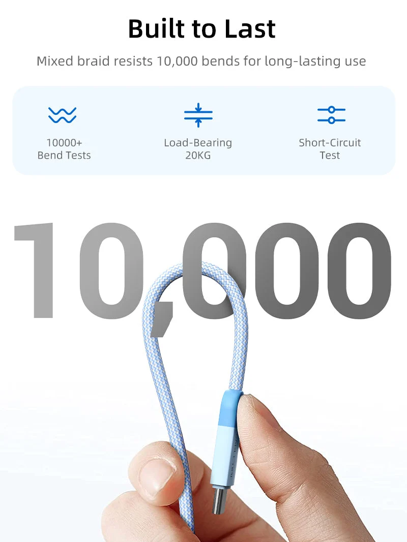 3-Pack 100W USB-C to USB-C Braided Charging Cables