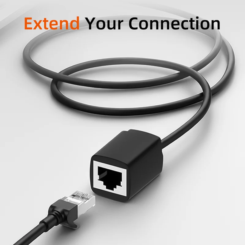 Cat6 Ethernet Cable Extender, RJ45 Male Female LAN Extension Adapter, 1000Mbps