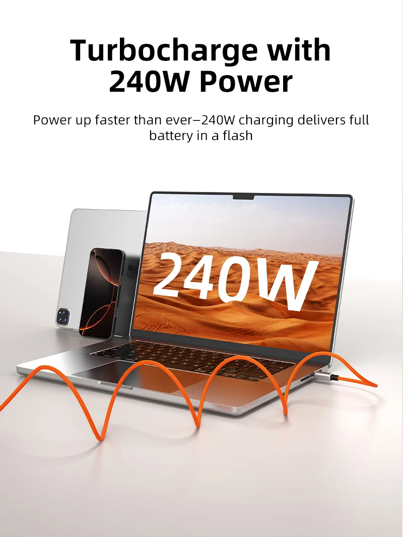 2 Pack 240w USB C to USB C Coiling Magnetic Charging Cable, Braided Tangle-Free Design for iPhone & Android