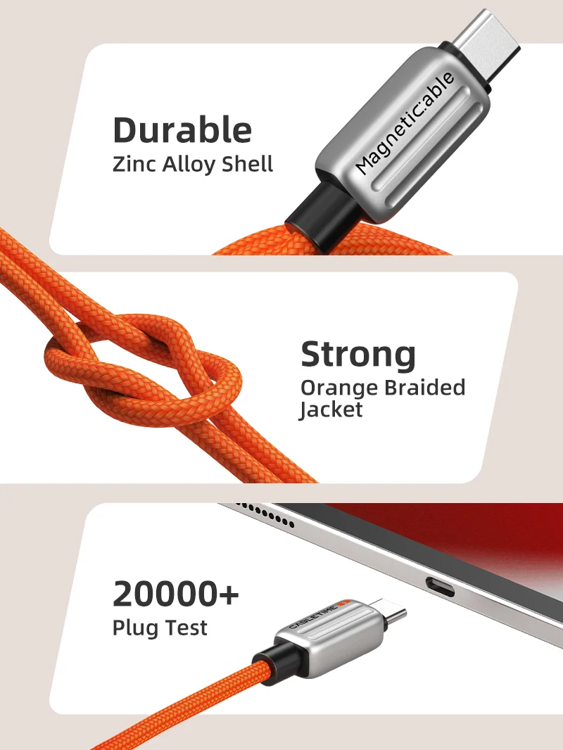 2 Pack 240w USB C to USB C Coiling Magnetic Charging Cable, Braided Tangle-Free Design for iPhone & Android