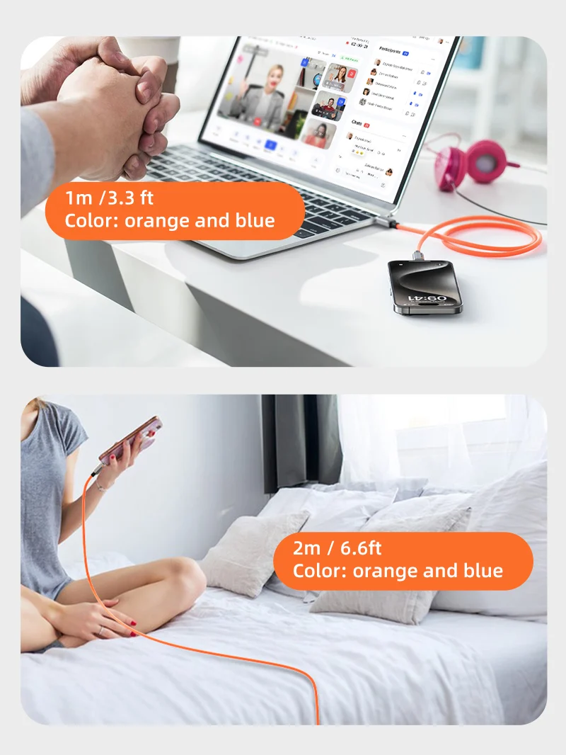3-Pack 240W USB-C to USB-C Fast Charging Cable, Soft Silicone, 1M/2M