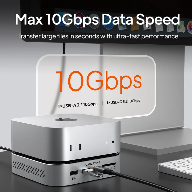Mac Mini M4 Dock with 8TB NVMe SSD Expansion, Dual 4K Display & 10Gbps USB-C Hub