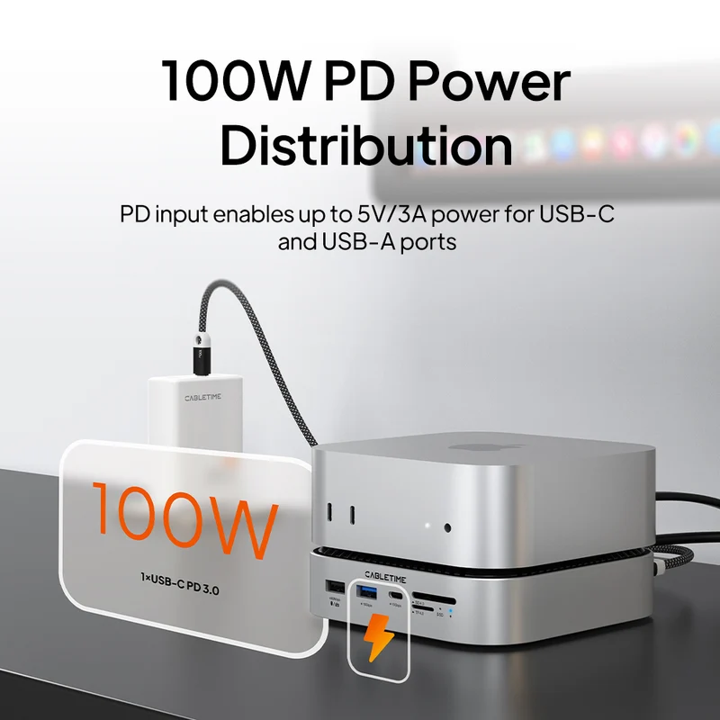 Mac Mini M4 Dock with 8TB NVMe SSD Expansion, Dual 4K Display & 10Gbps USB-C Hub