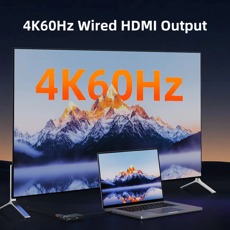 Wireless HDMI Transmitter Receiver & USB-C Hub with 4K60Hz HDMI Output and 100W PD Charging