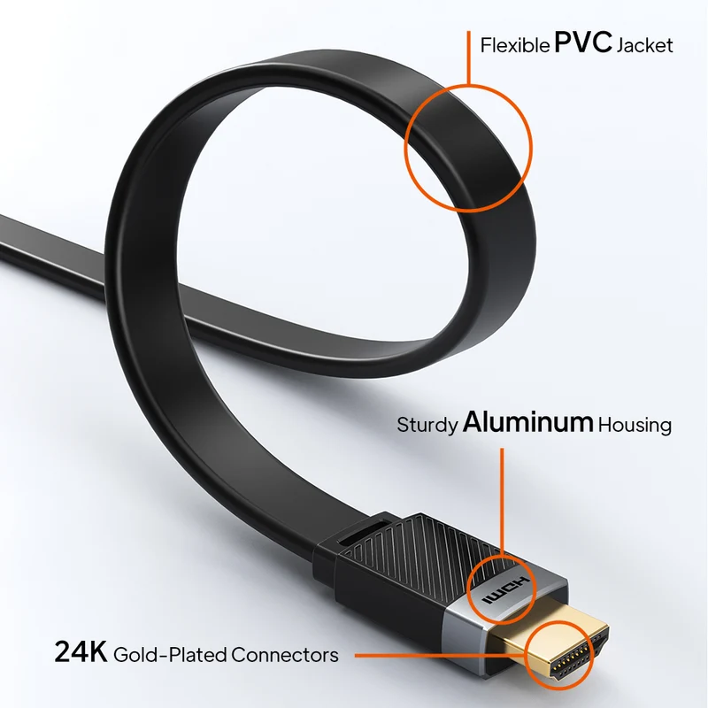 4K60Hz High-Speed HDMI Flat Cable HDR10+ for PS5, TV, Monitor & Projector