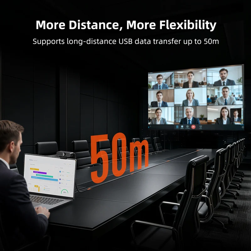 10Gbps USB-A to USB-C Active Optical Cable (AOC) 10–50m for Cameras & Industrial Use