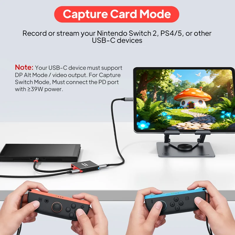 Nintendo Switch 2 Dock with Capture Card - 5-in-1 USB-C Hub for TV Gaming, Recording & Streaming