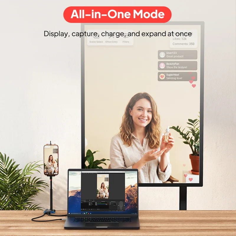 Nintendo Switch 2 Dock with Capture Card - 5-in-1 USB-C Hub for TV Gaming, Recording & Streaming