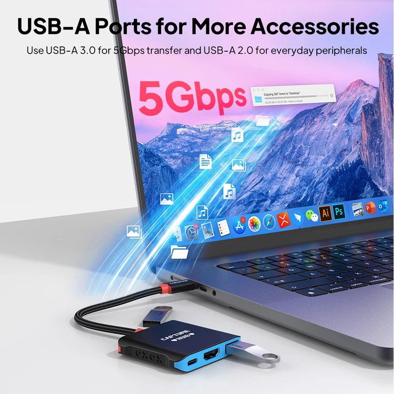 Nintendo Switch 2 Dock with Capture Card - 5-in-1 USB-C Hub for TV Gaming, Recording & Streaming