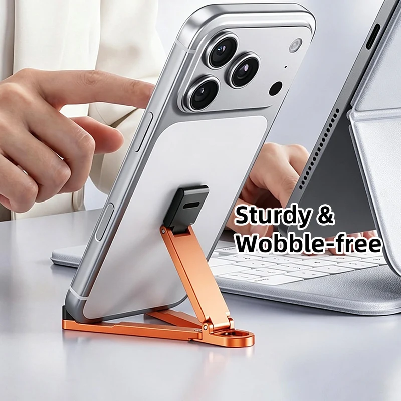 Foldable Keychain Phone Stand, Mini Aluminum Phone Holder for Travel