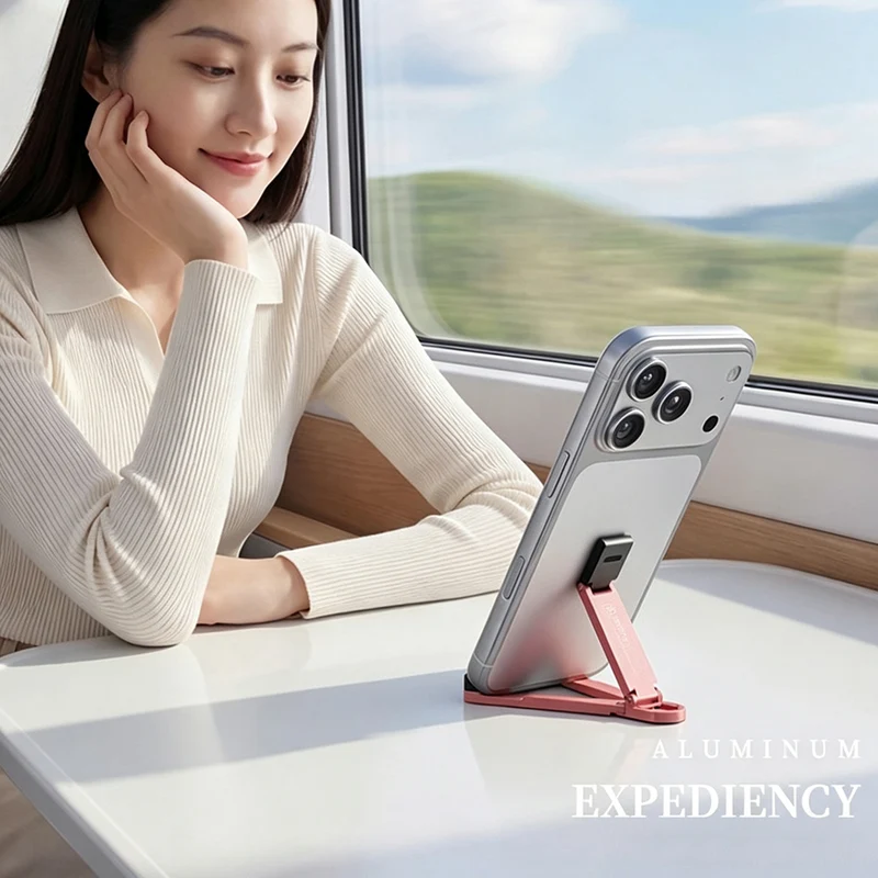 Foldable Keychain Phone Stand, Mini Aluminum Phone Holder for Travel
