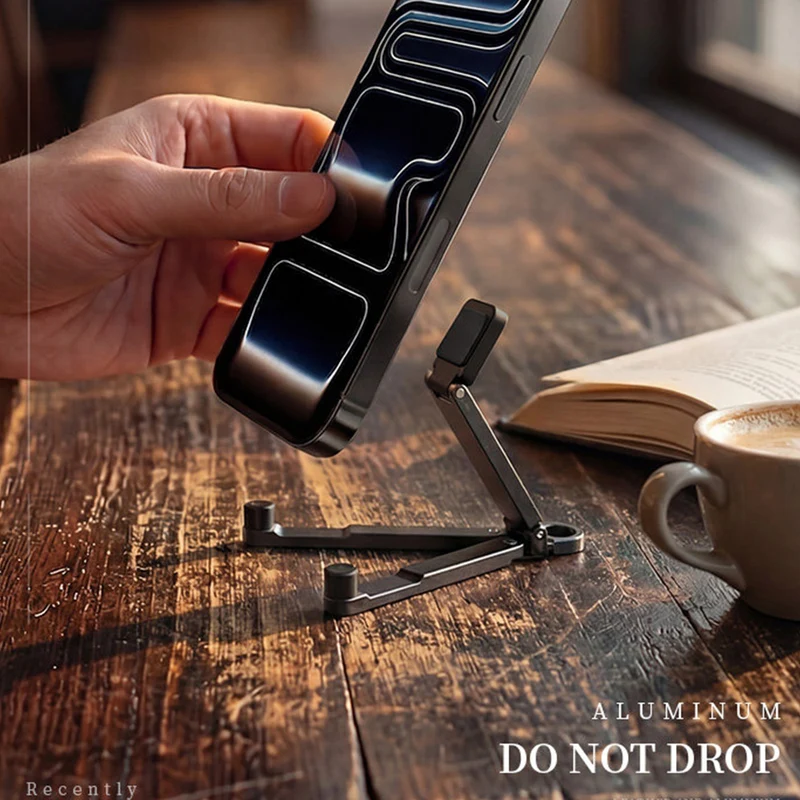 Foldable Keychain Phone Stand, Mini Aluminum Phone Holder for Travel