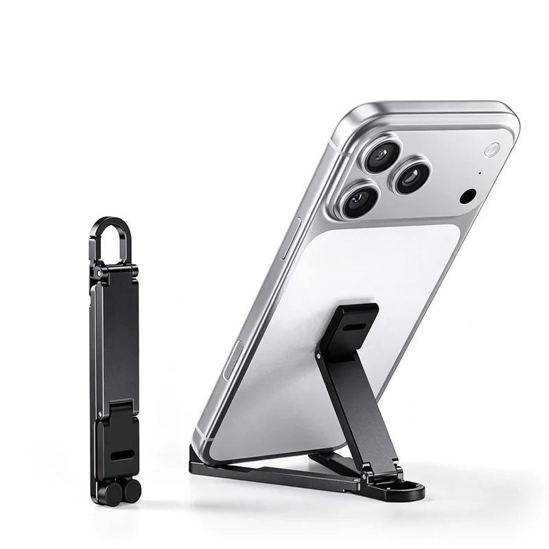 Foldable Keychain Phone Stand, Mini Aluminum Phone Holder for Travel
