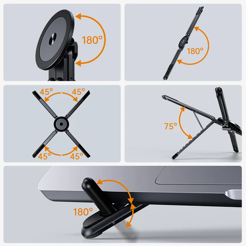 3-in-1 Magnetic Phone, Tablet & Laptop Stand with 8-Level Adjustment