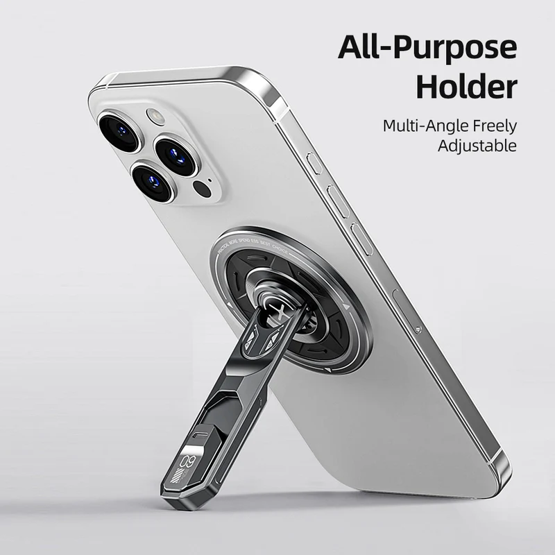 Foldable Magnetic Phone Grip Stand with Stress-Relief 360°Rotation & Switch