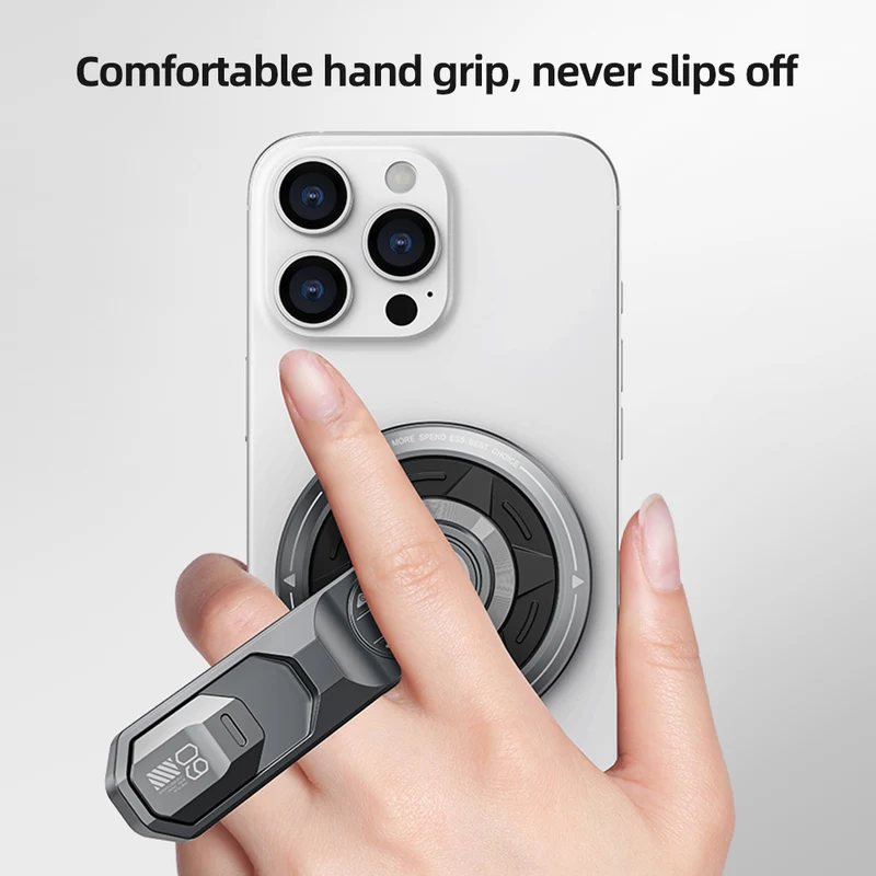 Foldable Magnetic Phone Grip Stand with Stress-Relief 360°Rotation & Switch