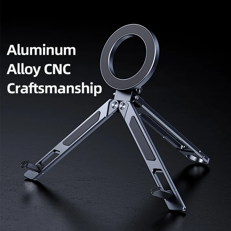 Foldable Magnetic Phone Tablet Tripod Stand with Carabiner