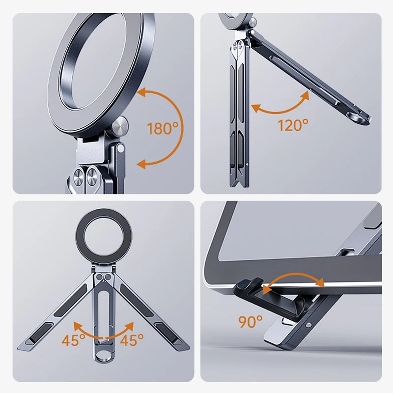 Foldable Magnetic Phone Tablet Tripod Stand with Carabiner