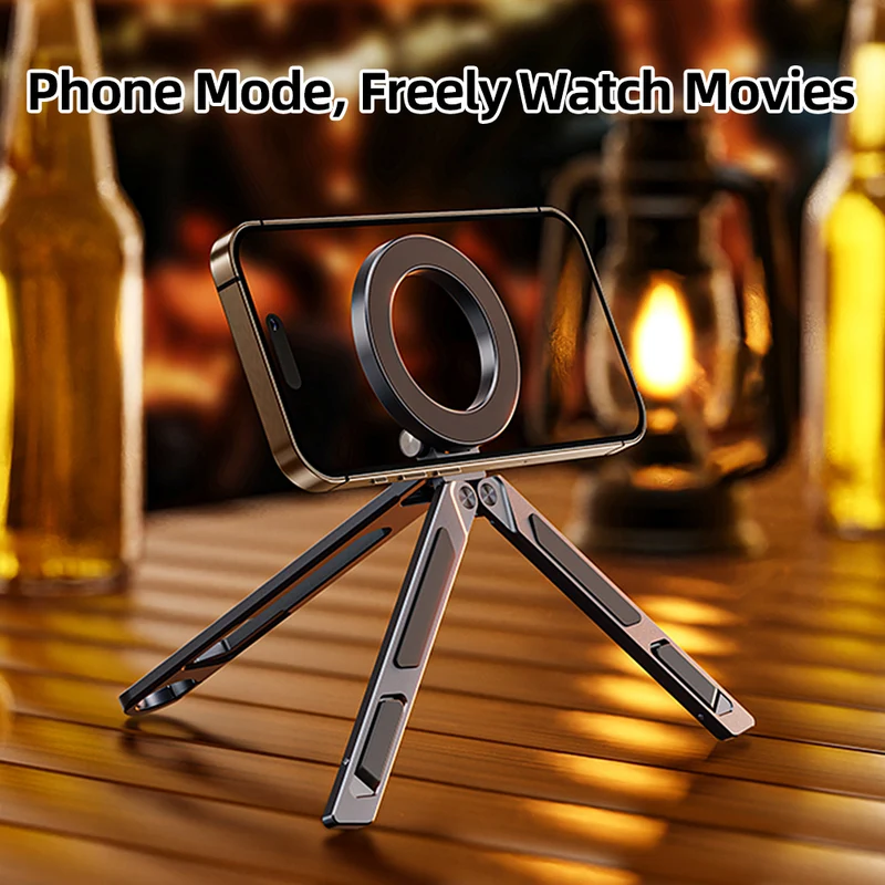 Foldable Magnetic Phone Tablet Tripod Stand with Carabiner