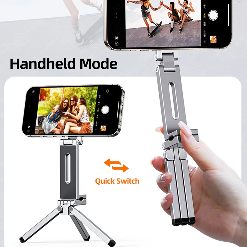 Portable Magnetic Phone Stand Tripod with Clip, Foldable MagSafe Phone Holder for iPhone & Smartphones