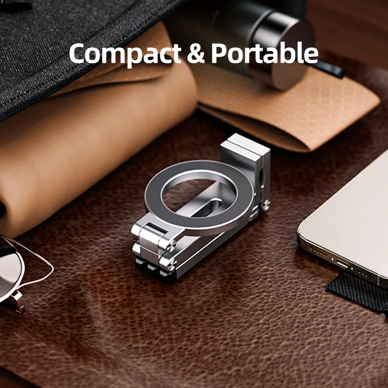 Portable Magnetic Phone Stand Tripod with Clip, Foldable MagSafe Phone Holder for iPhone & Smartphones