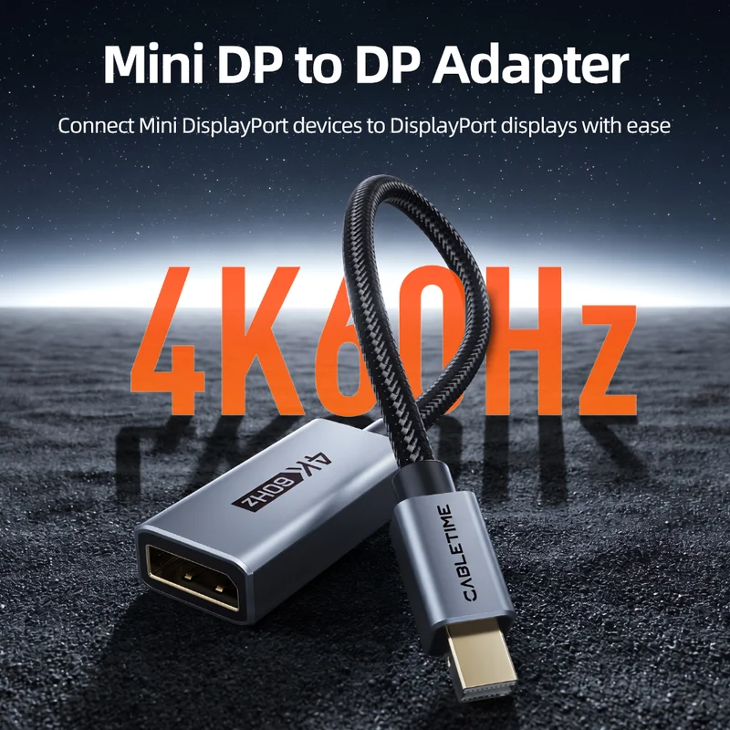 4K60Hz Mini DP to DisplayPort Adapter for MacBook, iMac, Mac Mini, PC & Monitor