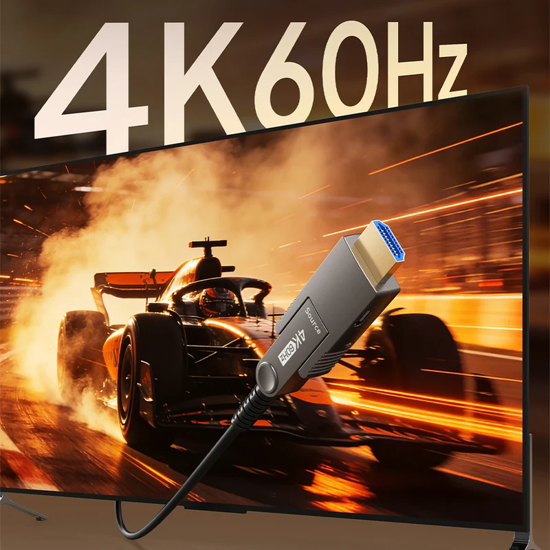 4K 60Hz Detachable Active Fiber Optic HDMI 2.0 Cable In Wall - 18Gbps AOC for Home Theater, PS5, Projectors