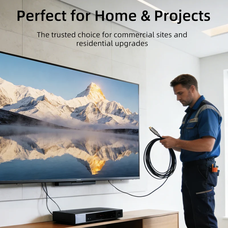 4K 60Hz Detachable Active Fiber Optic HDMI 2.0 Cable In Wall - 18Gbps AOC for Home Theater, PS5, Projectors