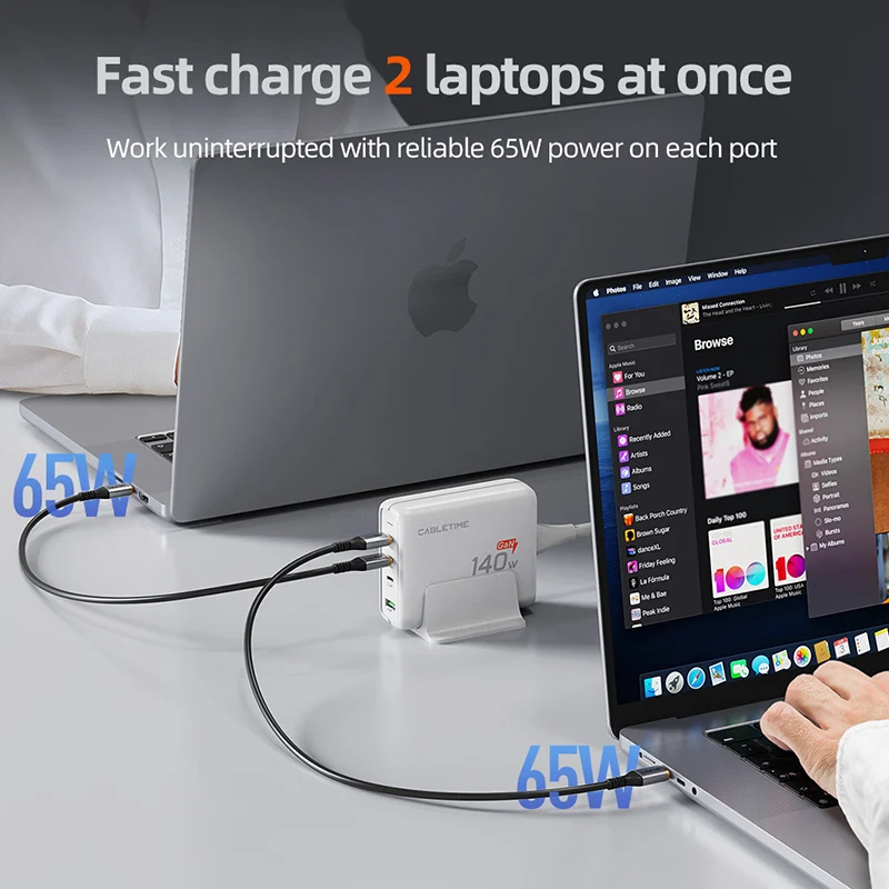140W GaN USB C Charging Station 4 IN 1 Desk Charger Block for MacBook Air/Pro iPhone 17/16 Pro