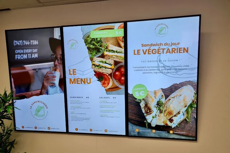 Digitale Menütafel 32–65 Zoll für Gastronomie und Verkauf
