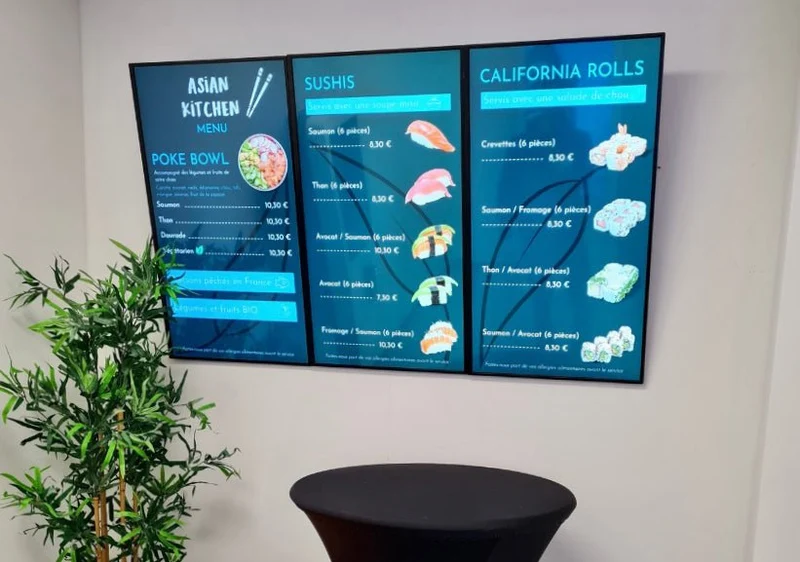 Digitale Menütafel 32–65 Zoll für Gastronomie und Verkauf