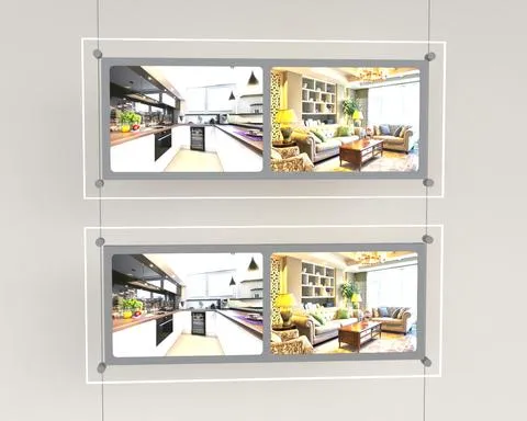 LED Acryl Postertaschen Querformat mit 2xDIN A4 - komplettes Kit