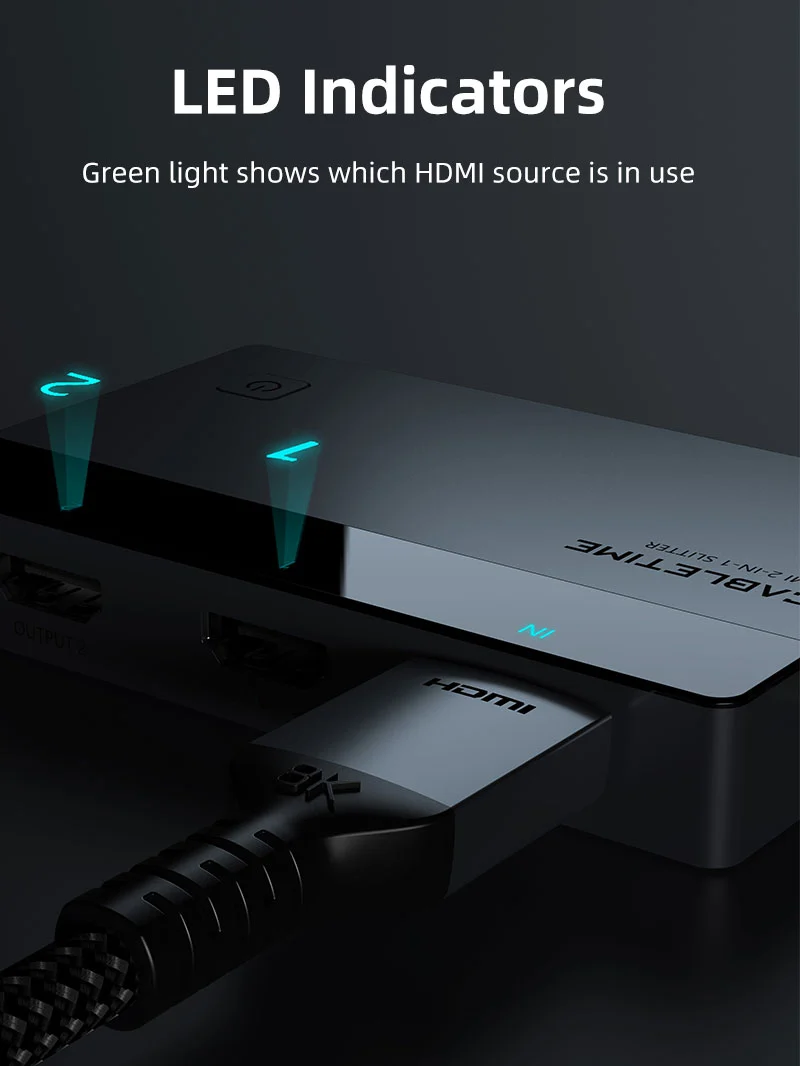 4K 60Hz HDMI Splitter 1 IN 2 Out for Dual Monitors