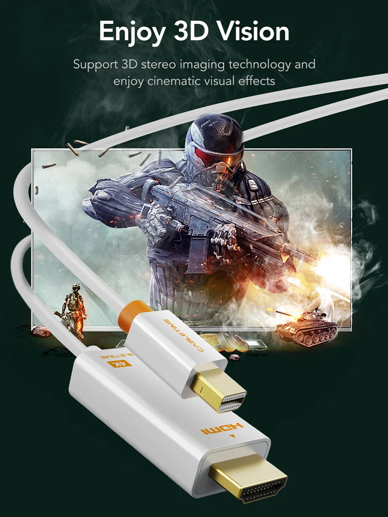 Mini DisplayPort to HDMI Cable 4K 30Hz