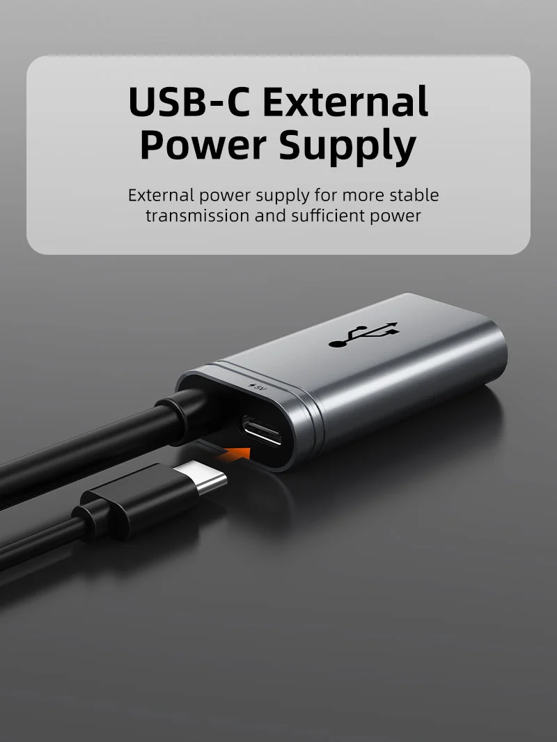Active USB 2.0 Extension Cable Long Cable 480Mbps USB C External Power Supply for Computer VR