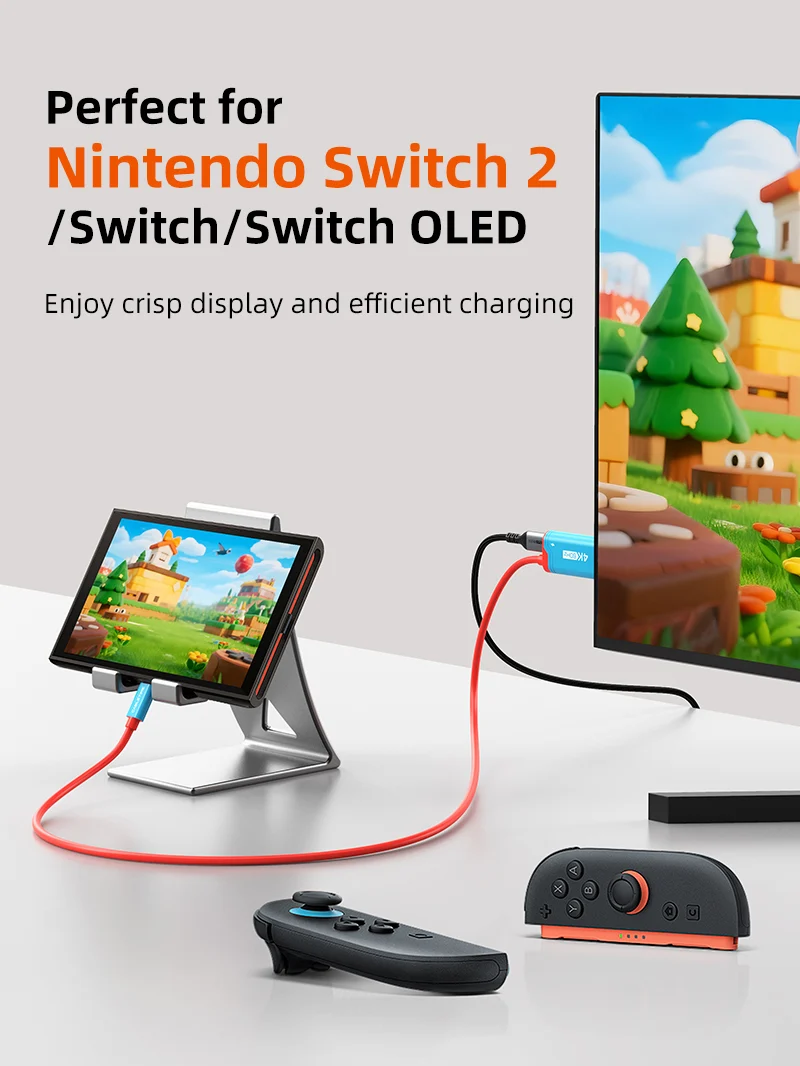 4K60Hz USB C to HDMI Adapter Cable for Nintendo Switch 2 Mini Dock with PD100W
