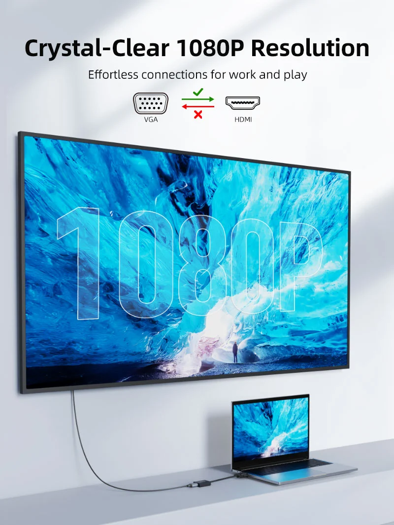 VGA to HDMI Monitor Adapter Converter with USB Audio & Power