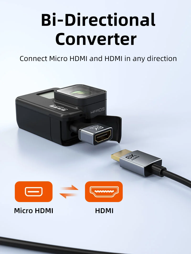 8K@60Hz Bidirectional Micro HDMI to HDMI adapter