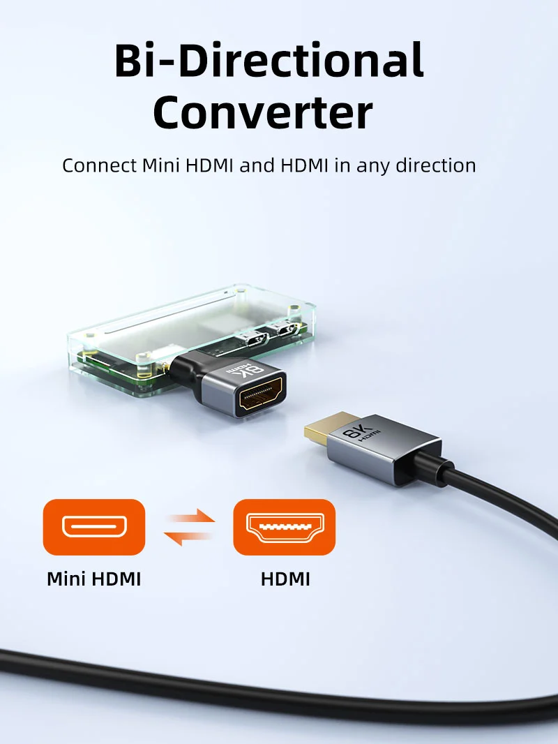 Bidirectional 8K Mini HDMI Male to HDMI Female Adapter
