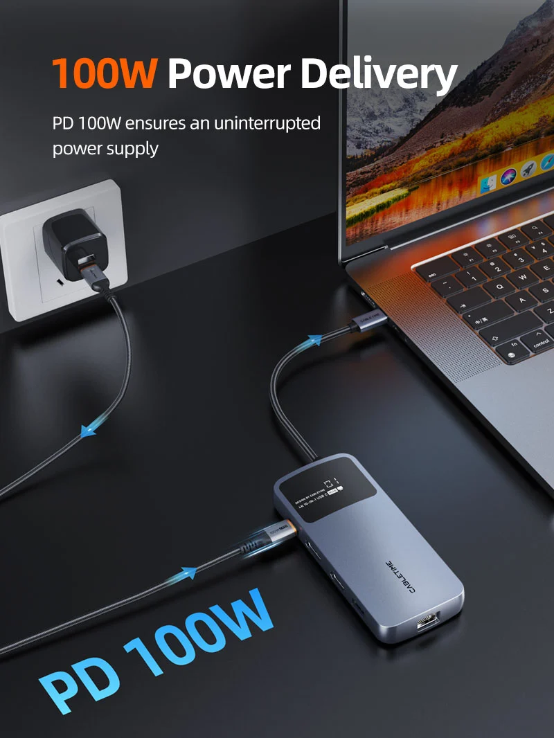 USB C Dual HDMI 4K Docking Station with Ethernet 100W PD for MacBook/Dell/HP/Surface/Lenovo