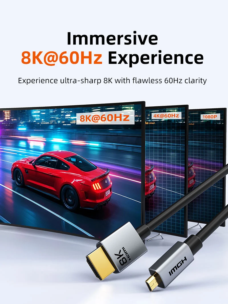 8K60Hz Micro HDMI to HDMI Cable Bi-Direction for Raspberry Pi 4
