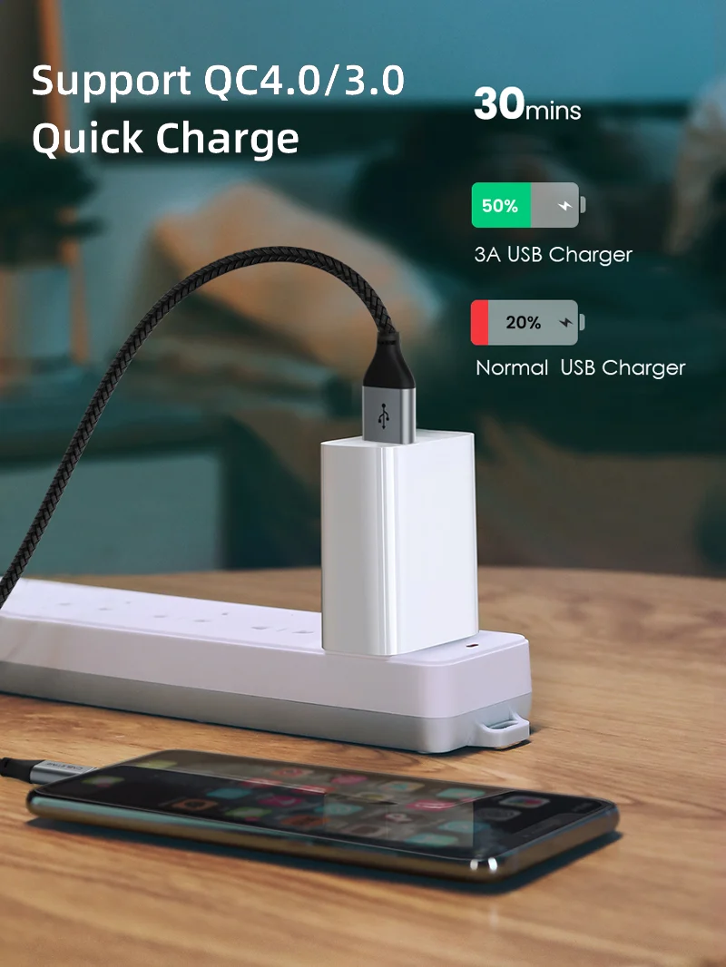 Ultimate 480Mbps High-Speed 3A USB-A to USB-C Charging Cable