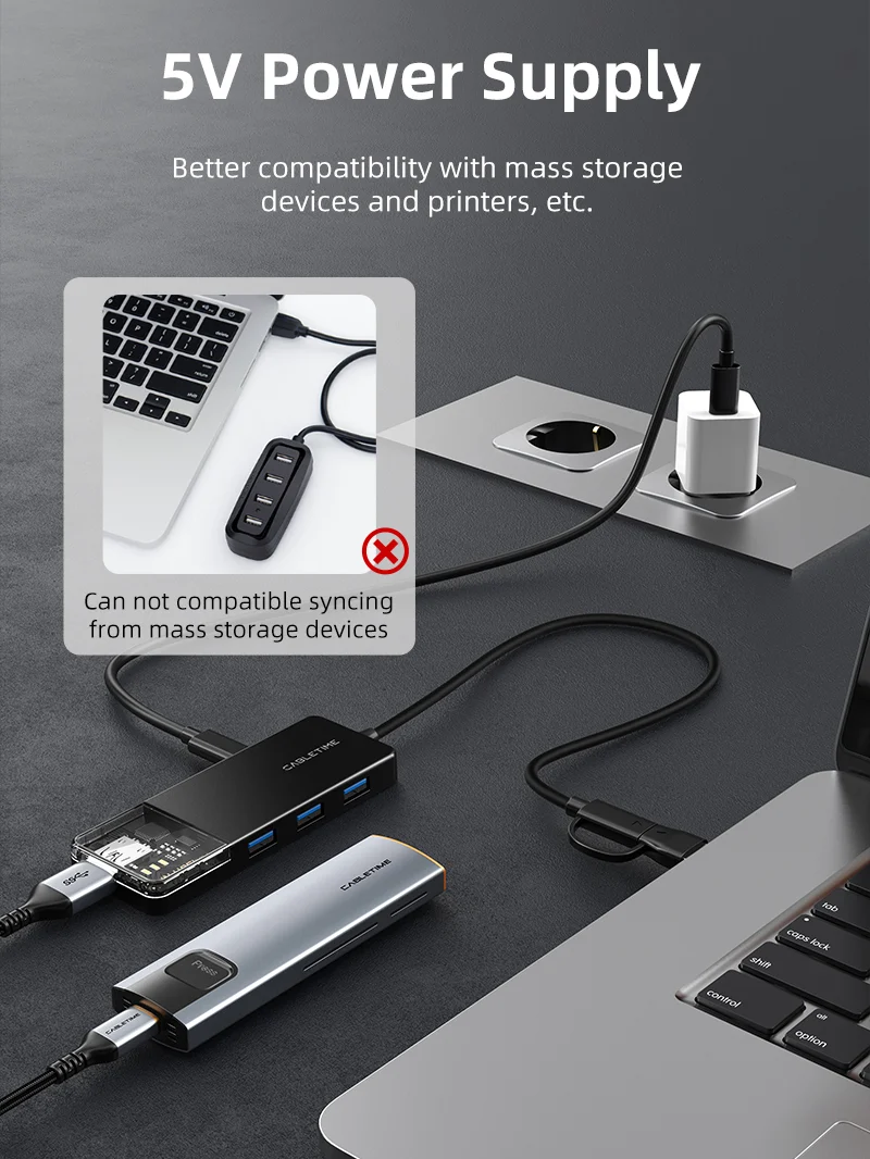 10Gbps USB A 3.2 Hub USB A/C to 4 Port USB-A Hub for Laptop