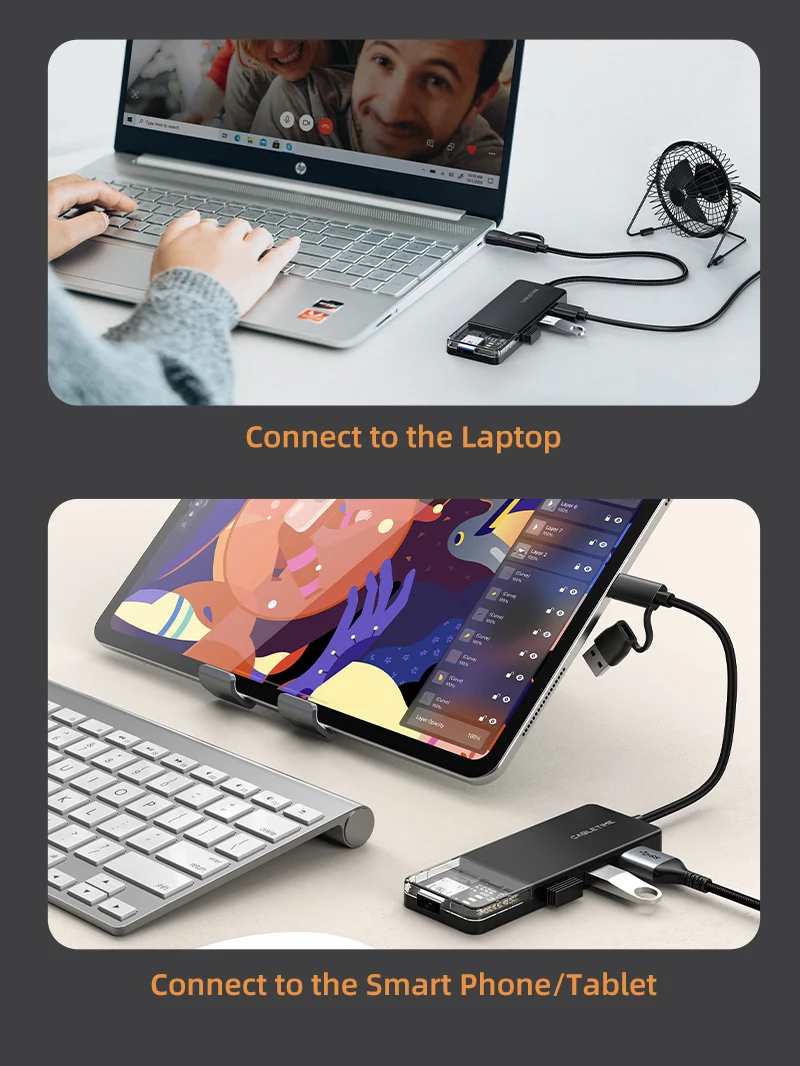 10Gbps USB A 3.2 Hub USB A/C to 4 Port USB-A Hub for Laptop