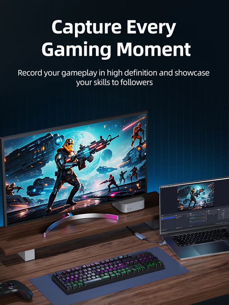 HDMI to USB/USB C Video Capture Card 1080P for Nintendo Switch Gaming Live Streaming