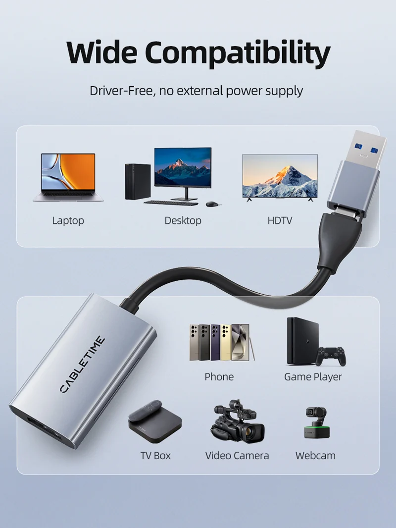HDMI to USB/USB C Video Capture Card 1080P for Nintendo Switch Gaming Live Streaming