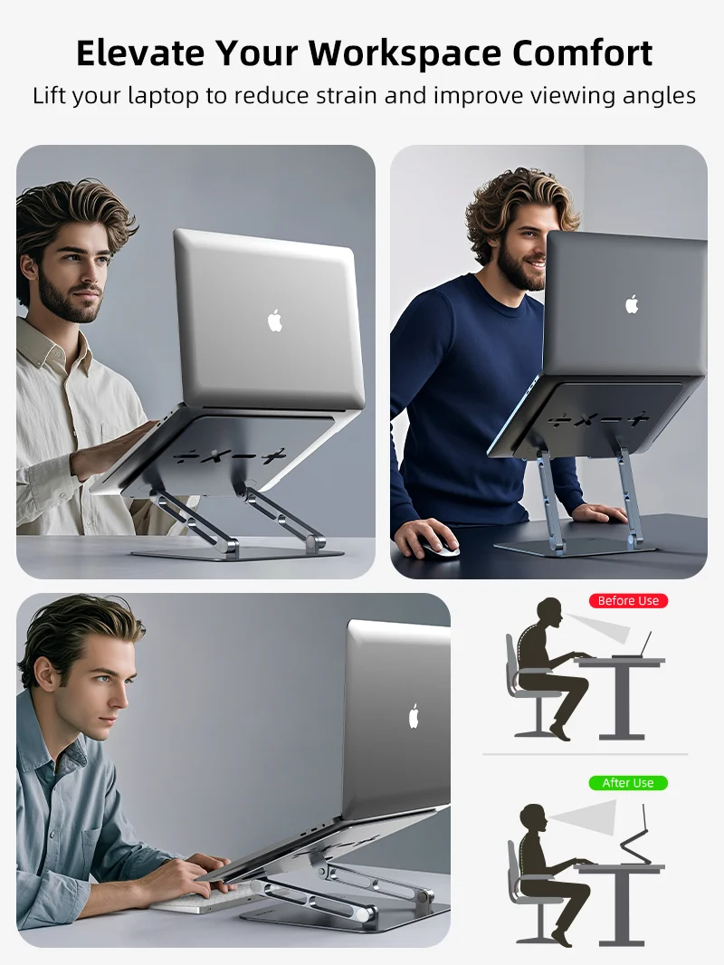 Adjustable Height Laptop Stand Aluminum for 17 inch Laptop MacBook