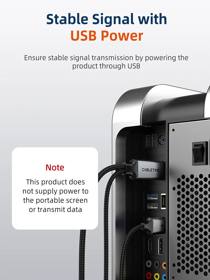 Active HDMI to USB-C Cable with USB Power | 4K 60Hz Unidirectional Adapter for Xreal Air 2, Rokid Max, RayNeo | Connects PS5, Xbox, Switch Dock to Portable Monitors