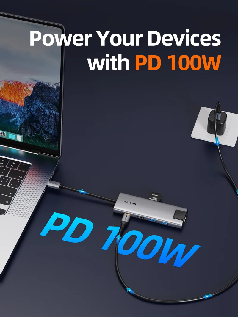 9-in-1 USB-C Hub with 4K HDMI Charging Ethernet Audio Jack